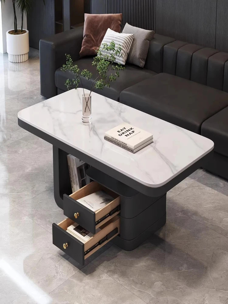Luxury small family living room coffee table creative rectangular slate simple modern high-end coffee table