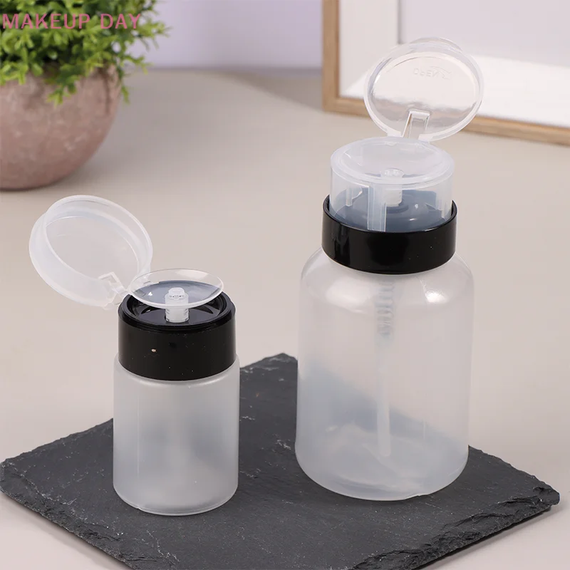 1Pc 60/200ml Empty Press Nail Bottle Pump Dispenser Plastic Polish Portable Liquid Makeup Remover Cleaner Manicure Tool