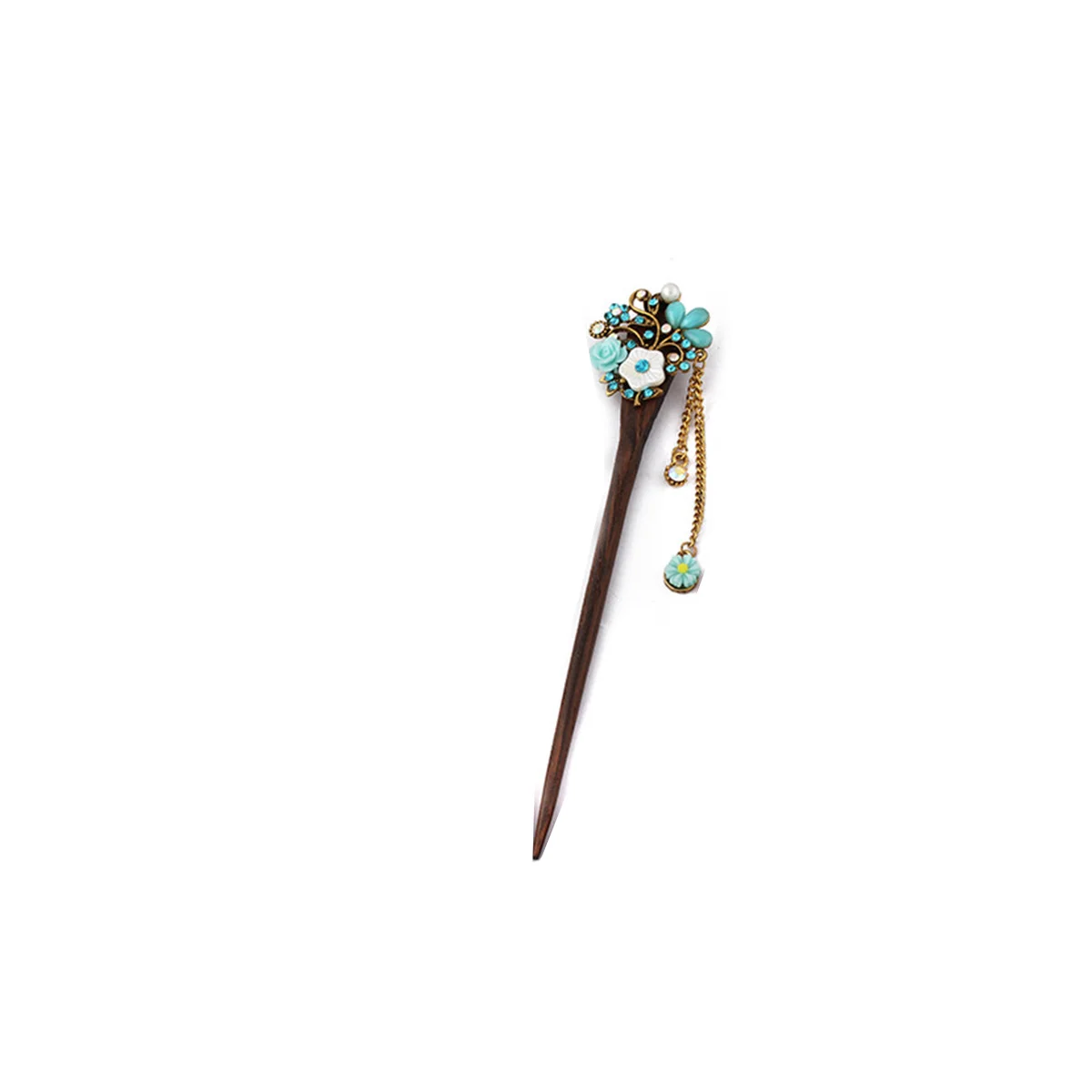 

Stylish Wooden Hair Stick Vintage Bronze Hair Pin Traditional Flower Hairpin for Women Hair Styling (Random Color)