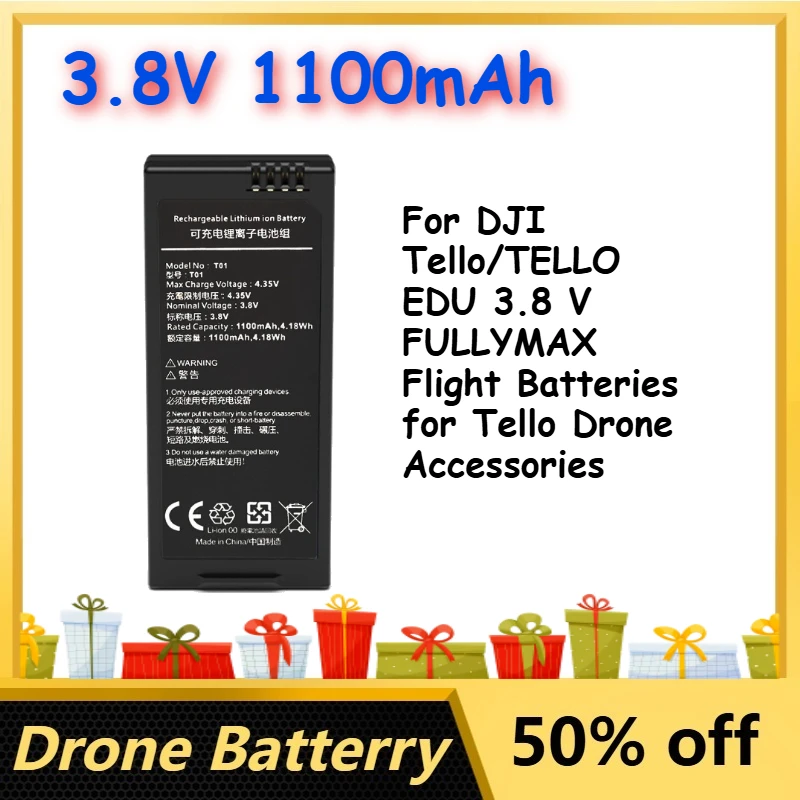 

3.8V 1100mAh High Quality LiPo Battery for DJI Tello/TELLO EDU 3.8 V FULLYMAX Flight Batteries for Tello Drone Accessories