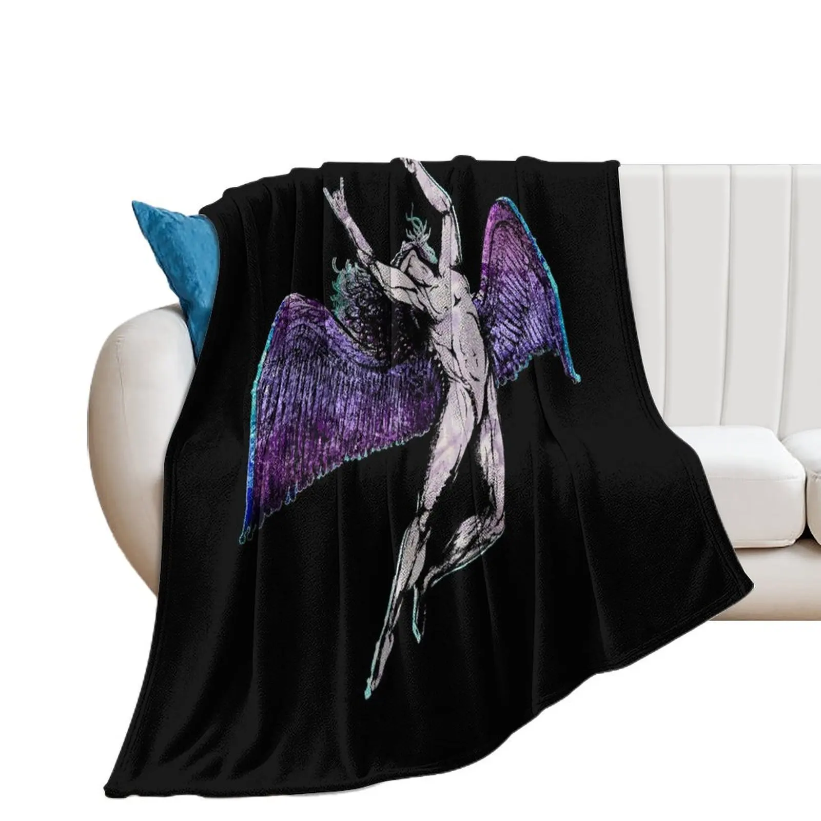 ICARUS THROWS THE HORNS - purple overdose*awesome UNLISTED designs in my portfolio* Throw Blanket Tourist funny gift Blankets