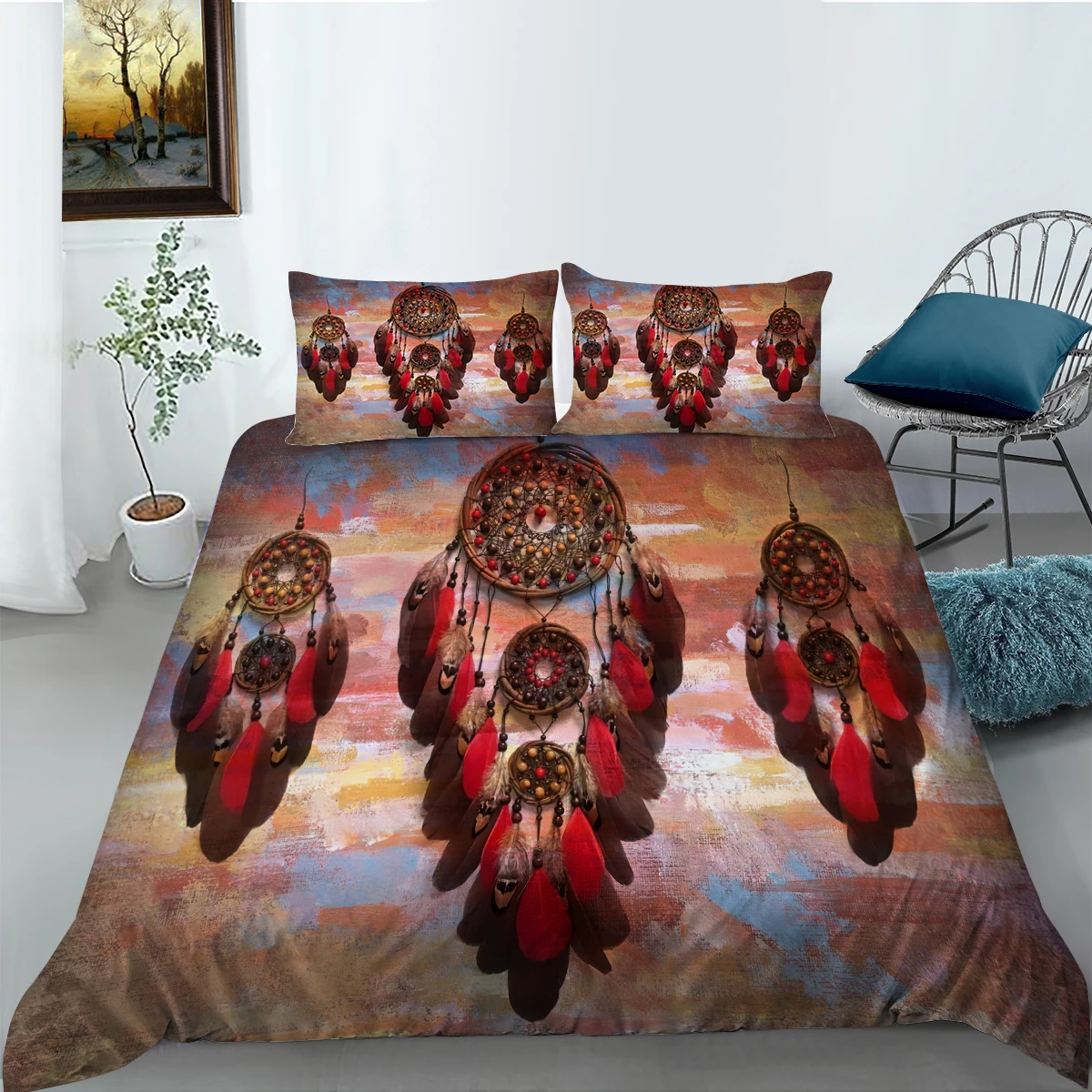 

Comforter Cover Set Dream Catcher Duvet Cover 3D Bedding Set Cartoon Print Home Quilt Cover