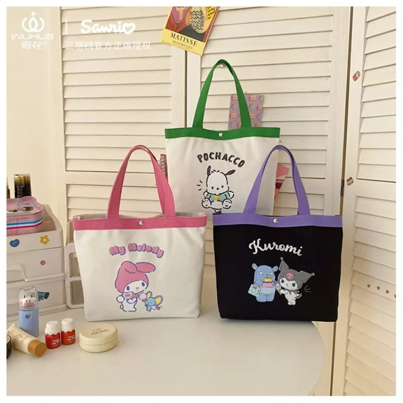 

Sanrio Cosmetic Bag Portable Cute Kuromi Kawaii Wash Cases Hello Kitty Makeup Bags Melody Handbag Cinnamoroll Kawaii Canvas Bags