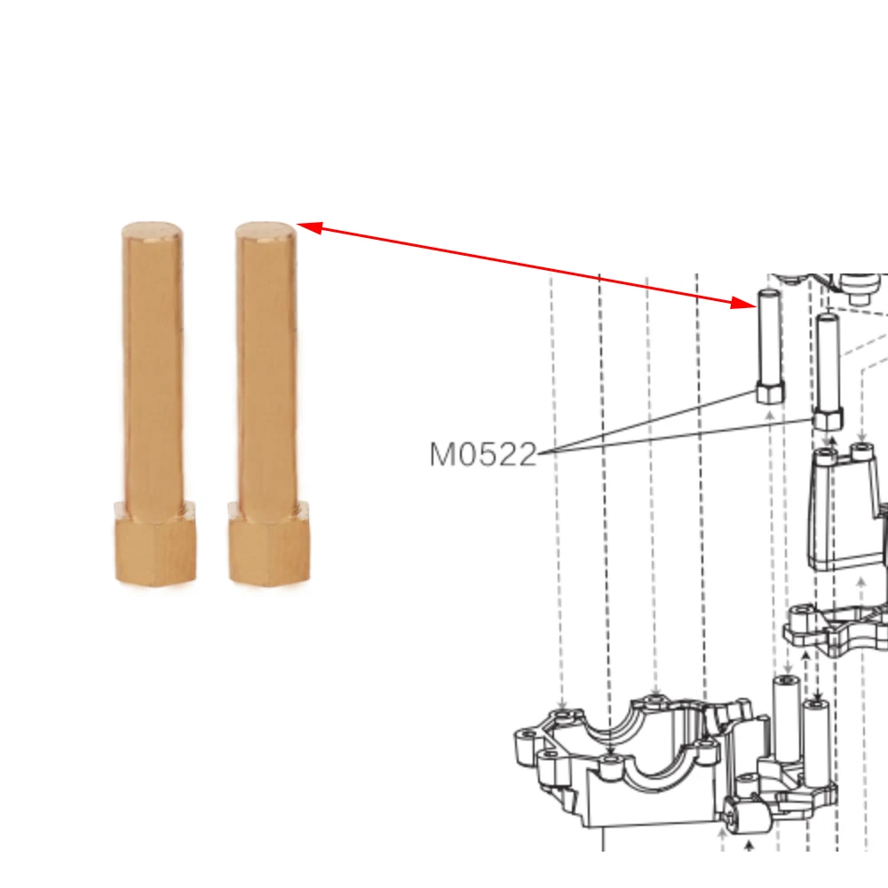 1/14 albero dello sterzo con montaggio in metallo CNC + ottone per accessori modificati MJX 14210 Ugrade