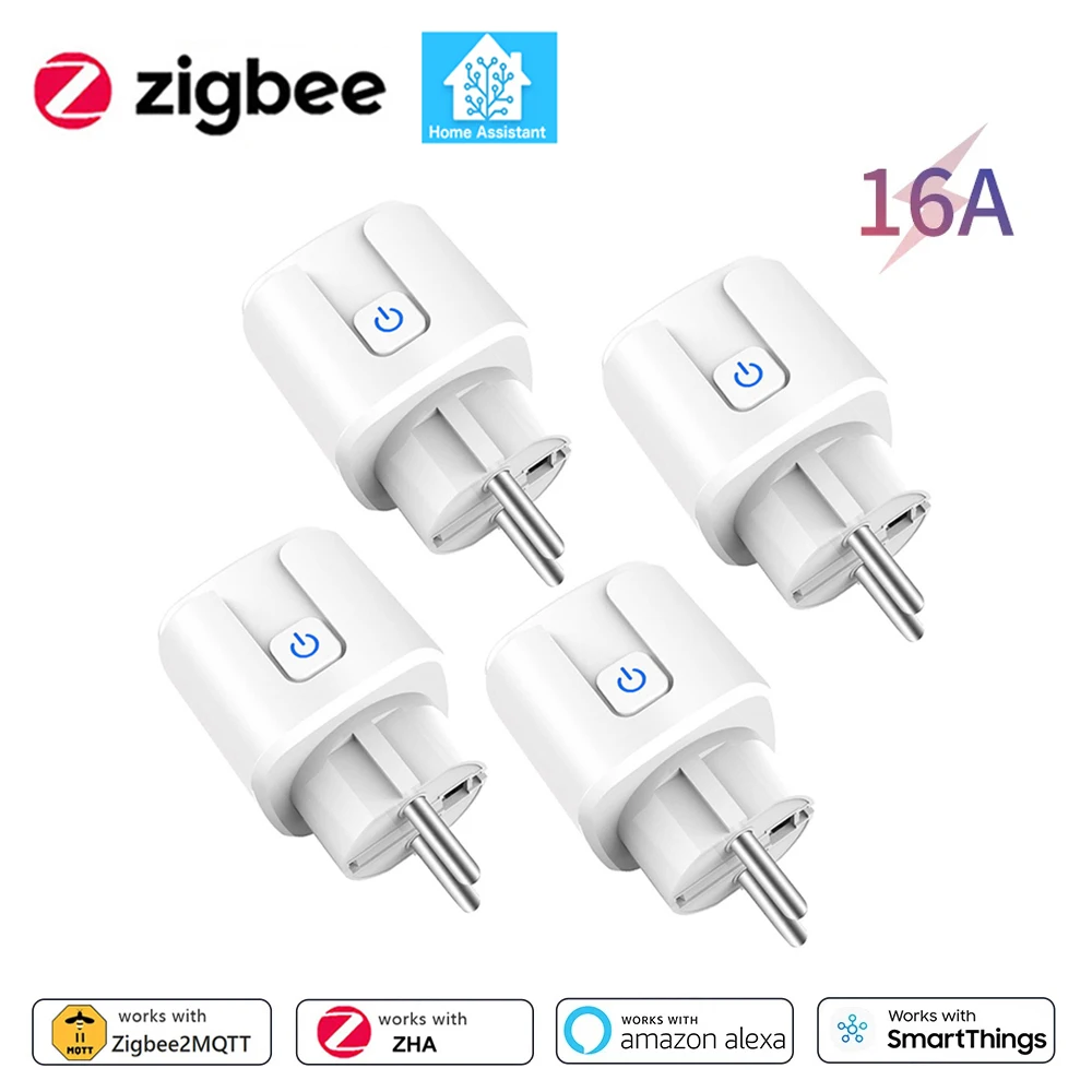 Home Assistant Zigbee EU Smart Plug 20A/16A Smart Socket met Power Monitoring Timing Functie APP Controle Werkt met Alexa Z2M