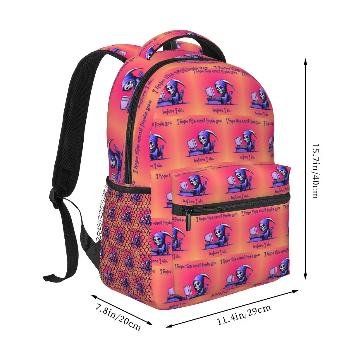 I Hope This Email Finds You Before I Do Death God Skull Backpack Student Boy Girl BookBag Kids School Bag Computer Shoulder Bags