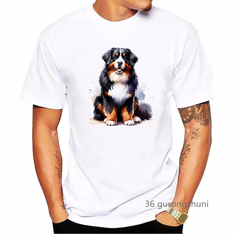 

Bernese Mountain Dog Animal Printed T Shirt Men'S Clothing Funny White Tshirt Homme Summer Fashion T-Shirt