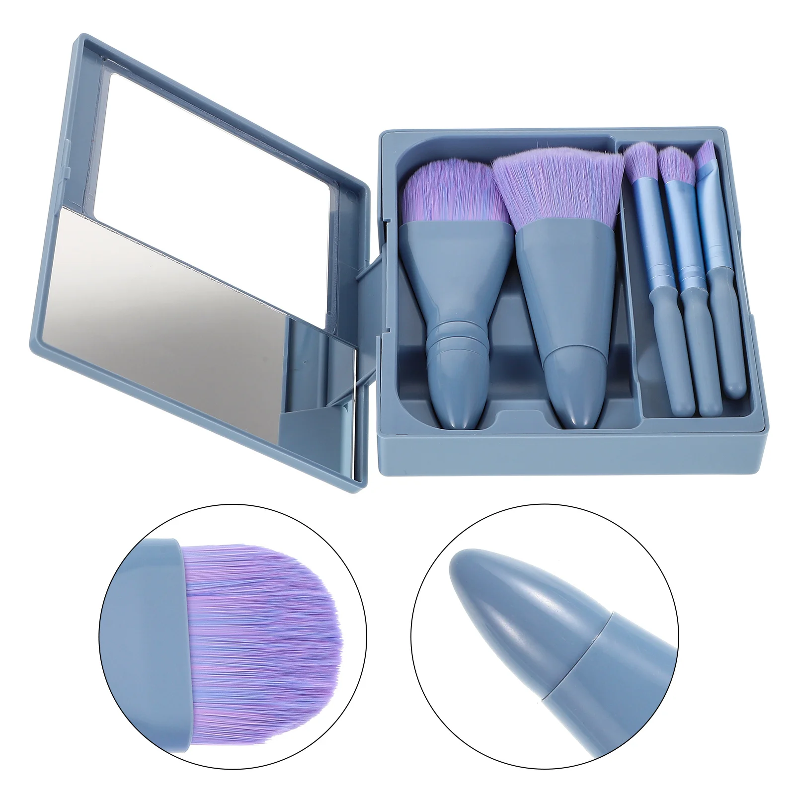 

1Set Portable Travel Makeup Brush Set Built-in Bristles Compact Case for Powder Eyeshadow Touch-Ups Beauty Tools