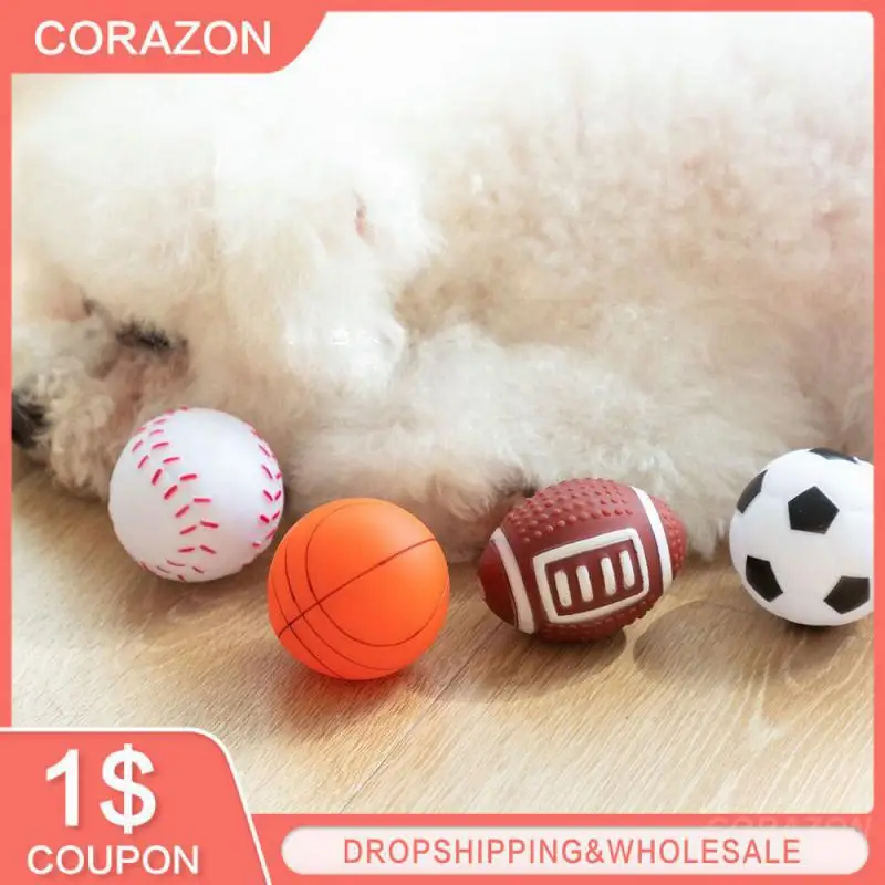 Dog Toys Squeak Sound Dog Ball Rubber Rubgby Football Basketball Interactive Toys For Dogs Small Medium Large Pets Toy Supplies