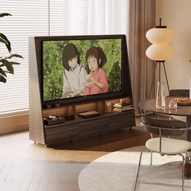 

new wheeled Solid wood Tv cabinet multi-functional creativity retro tv stand storage тумба под телевизор living room furniture