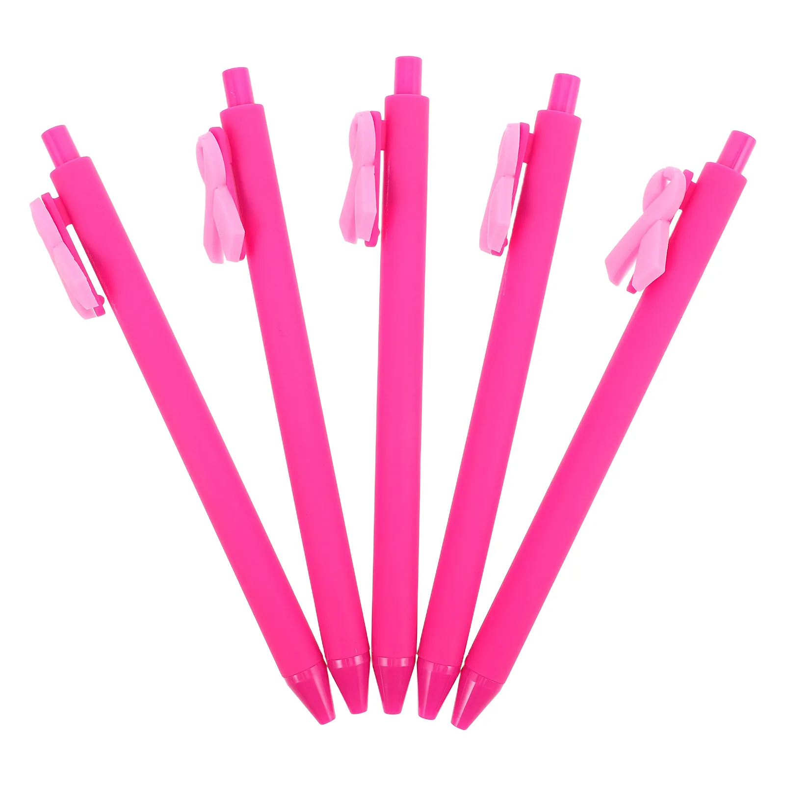 

5Pcs Ribbon Shape Ballpoint Pen Cute Smooth Writing Plastic Pen for Students Office Party Fundraising Charity Awareness Ribbon