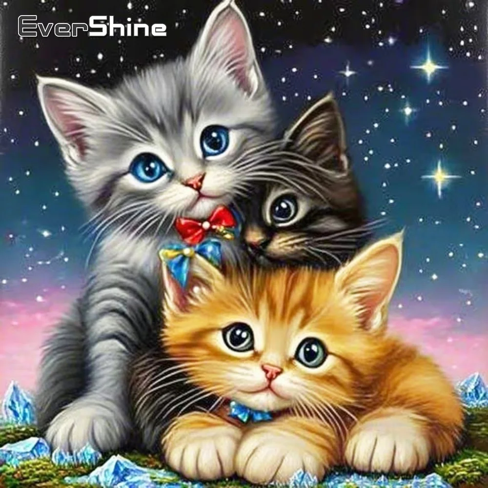 EverShine Neuerscheinung Diamant-Mosaik Katze Tier DIY-Set Bild Strass-Malerei Handarbeit Stickerei Feiertagsgeschenke