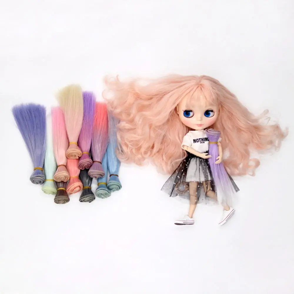 Trendy 15*100CM Bjd Wig Colorful Gradient Color Doll Hair DIY Doll Accessories for 1/4 1/6 1/8 Bjd