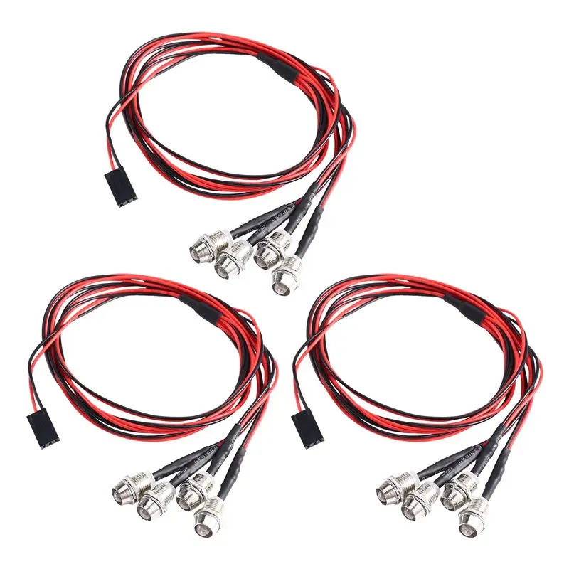 FBIL-3PCS 4LED Headlights 5Mm For Traxxas SCX10 RC Car Crawler