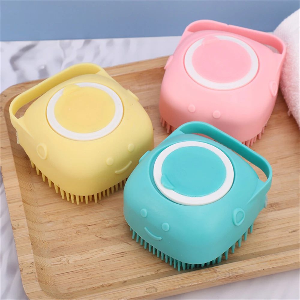 Pet Bathing Brush Special Silicone Bathroom Brush Pet Accessories Dog Cat Bath Massage Gloves Brush Supplies Pink/Yellow/Green