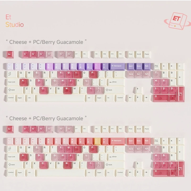 Chosfox&ET 157+69 Keys Cheese Strawberry Keycaps  PBT+PC Transparent Keycap Cherry Height Custom Mechanical Keyboard Keycap Gift