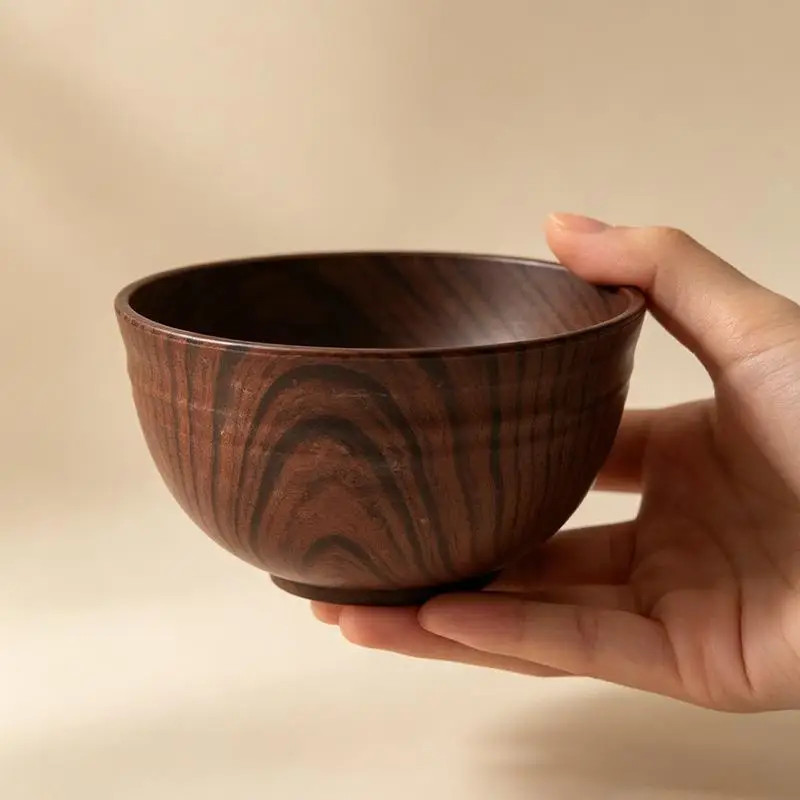 (BF06)Wood Grain Bowl, High-Value Plastic Soup Bowl, Noodle Bowl, Thickened Heat Insulation Household Dining Table Salad Bowl