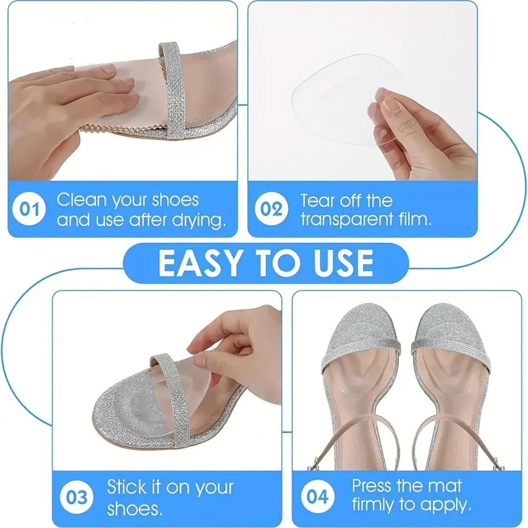 Gel Forefoot Cushion Pads Anti-Slip Half Insoles Shoe Inserts for Women High Heels Foot Pain Relief image 3
