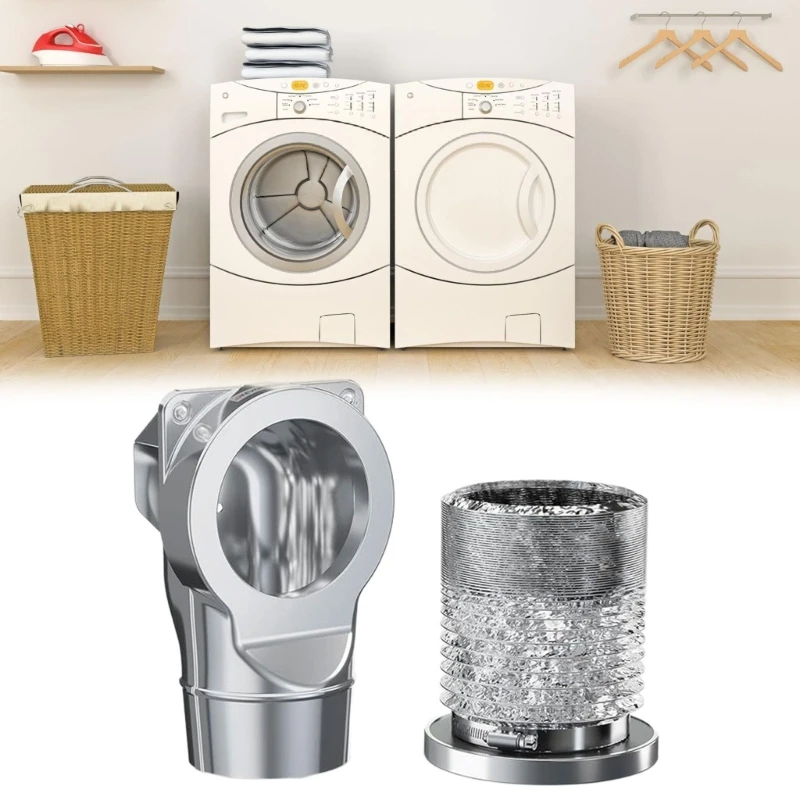90 Degree Dryer Exhaust Connector Aligning Aluminum Pipe For Laundry Room Space Saving