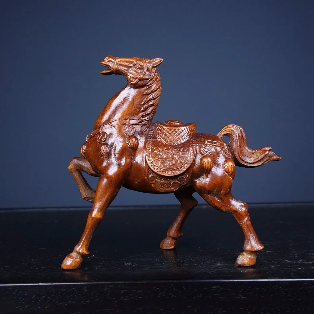 

Изысканная статуя лошади из китайского натурального самшита ручной работы