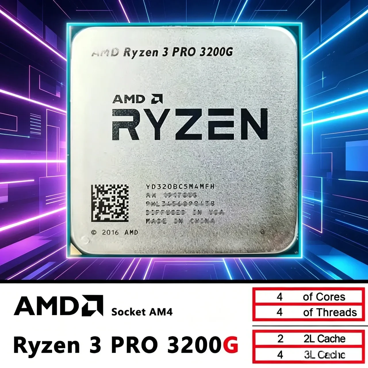 AMD Ryzen 3 3200G Budget All-in-One APU 4 Cores 4 Threads Vega8 GPU Fits All AM4 Mainboards Home PC CPU No Cooler