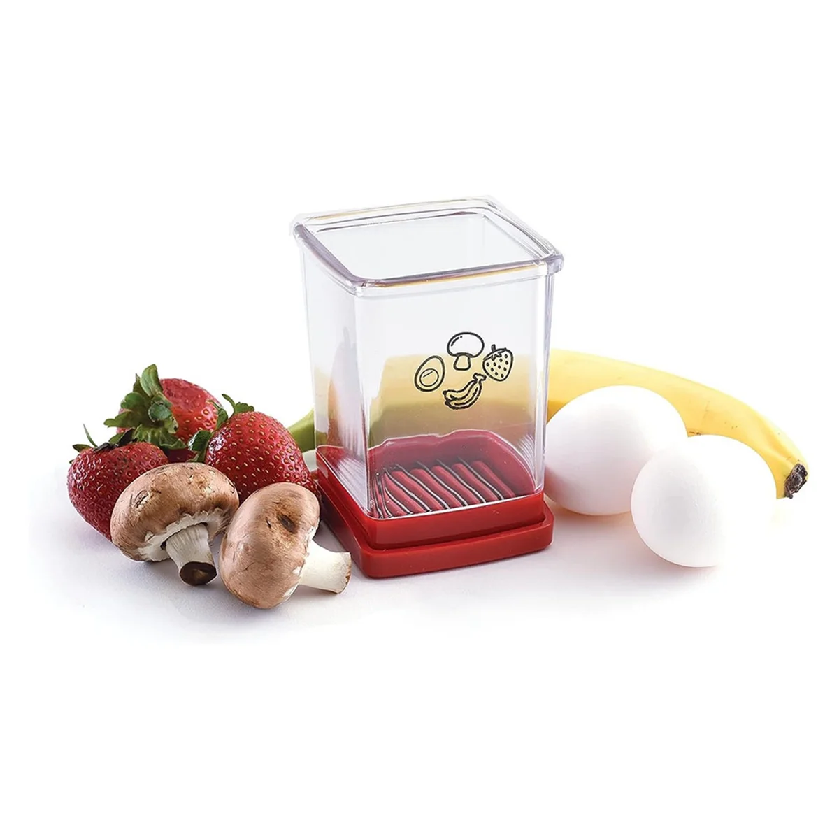 

Speed Slicer with Push Plate Stainless Steel Strawberry Banana Cutter Mini Slicer Cut Kitchen Cutter Gadgets