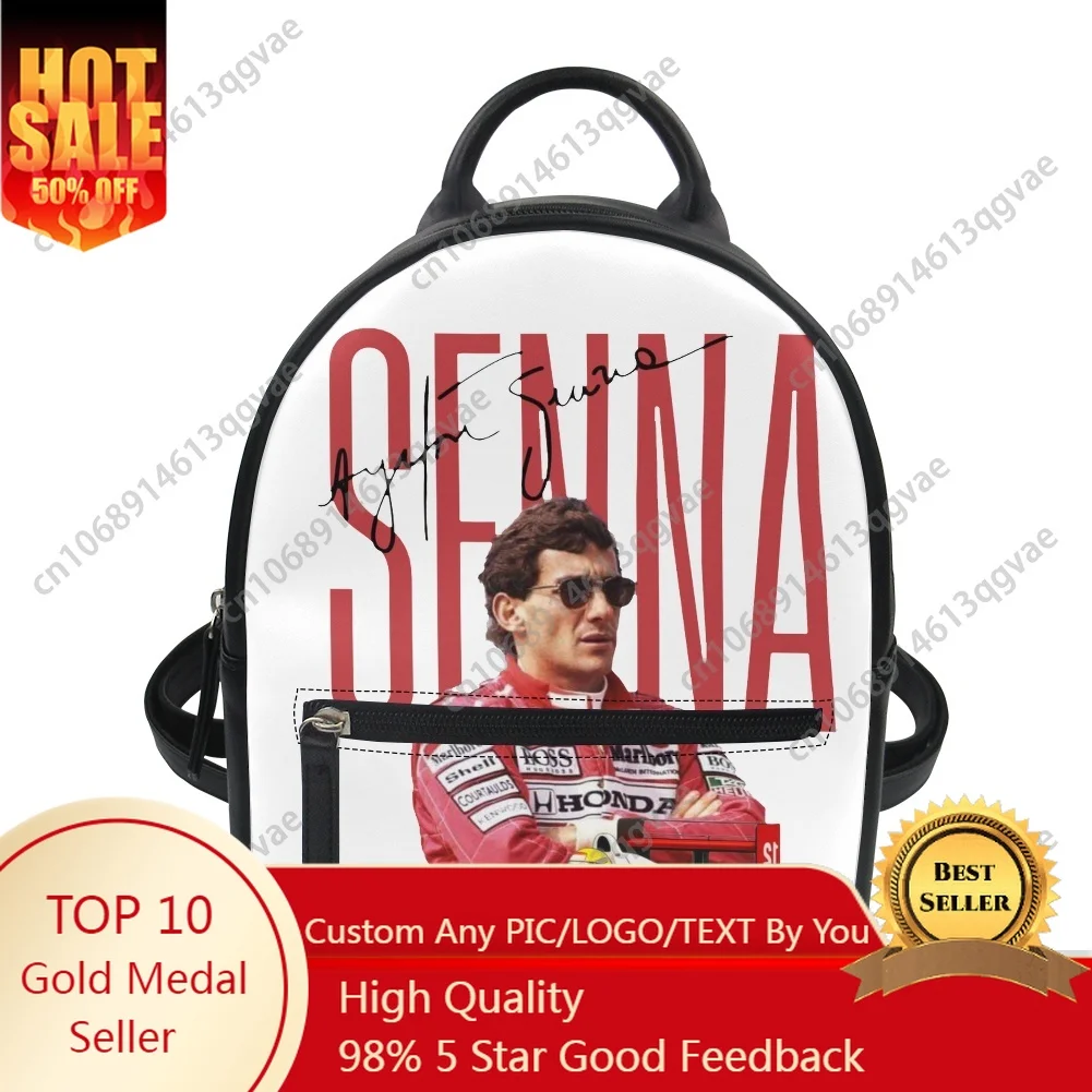 

Ayrton Senna Custom Backpack Purse Women Carter Schoolbags Double Shoulder Bag Mini Daypack Leather Travel Bag