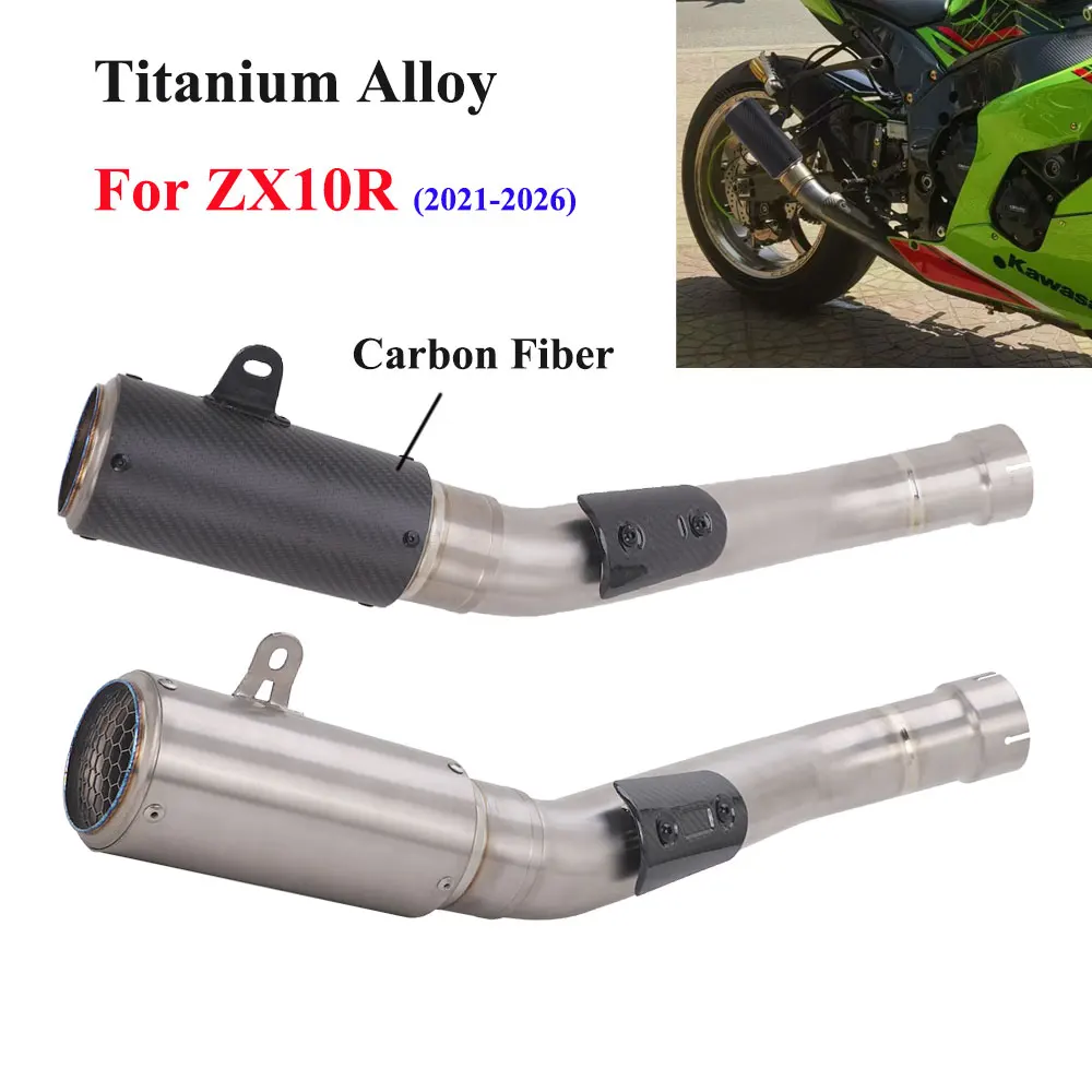 Titanium Muffler For Kawasaki Ninja ZX10R 2021-2026 Motorcycle Exhaust Slip On Escape System Middle Link Pipe Zx10r Exhaust