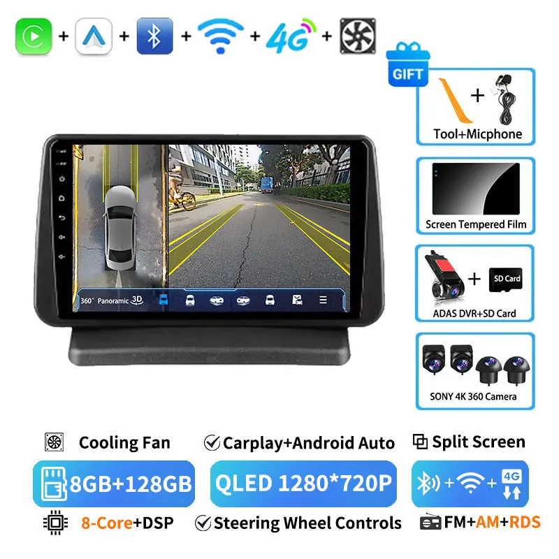 Draadloze Carplay Android 15 voor Nissan Note E11 2005 - 2013 Stereo 360 Camera Autoradio BT GPS WIFI 4G LTE DSP Videospeler RDS