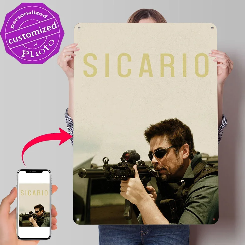 Sicario Movie 3D Texture Metal Poster Customized Wall Art Tin Sign Gift for Mancave Decor Room Decoration Gaming Funny Signs