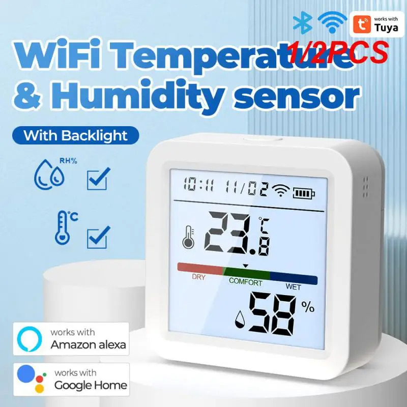 

1/2PCS Tuya Smart WIFI Temperature And Humidity Sensor Indoor Hygrometer Thermometer With LCD Display Support Alexa