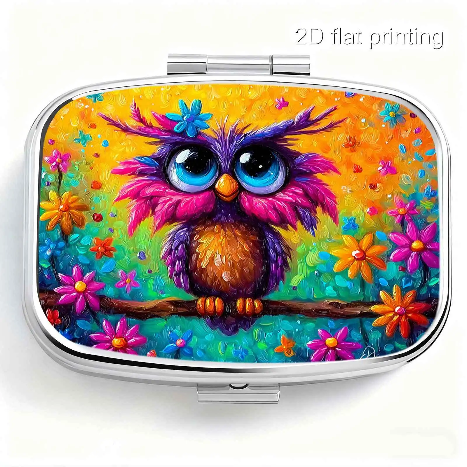 1Pcs Creative Printed Pattern Round Metal Box with 3 Compartments for Vacation Life, Portable Mini Metal Box, Vitamin Metal Box, Portable Metal Box for Home and Travel, Multifunctional Sorting and Storage Box, Small Metal Box for Decorations, Earrings, and Jewelry, Multi-Compartment Storage Box, Sealed and Moisture-Proof, Unique Holiday Gift for Family and Friends