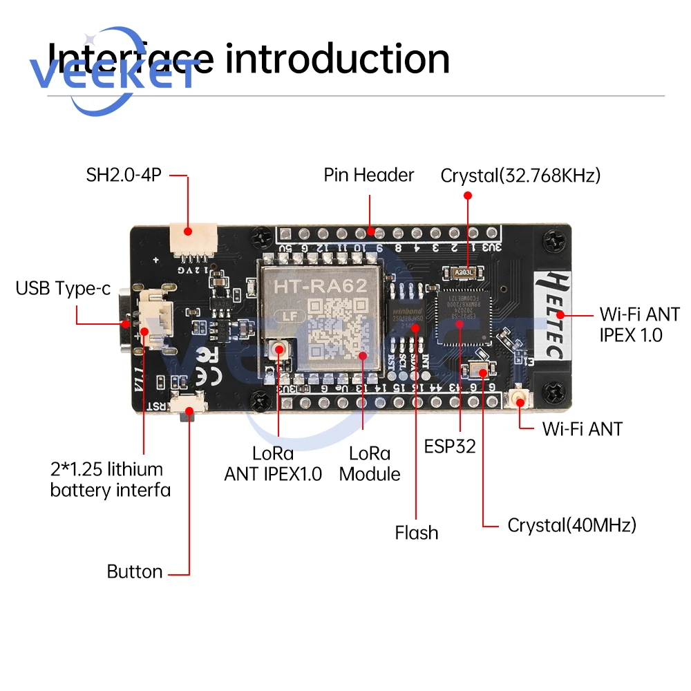 Esp32-S3-R8 Lorawan Protocol Bt Wifi Development Board With 1.9-Inch Tft Ht-Vmt190 Development Board Module