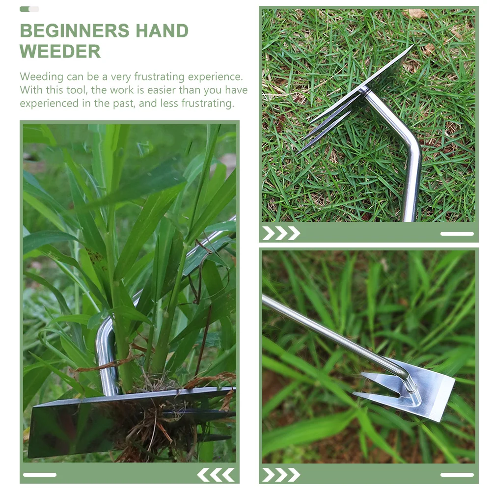 

Manual Weeder Tool Stainless Steel V-Shaped Fork Tips Ergonomic Grip For Weeding Garden Yard Weed Removal Multi Function