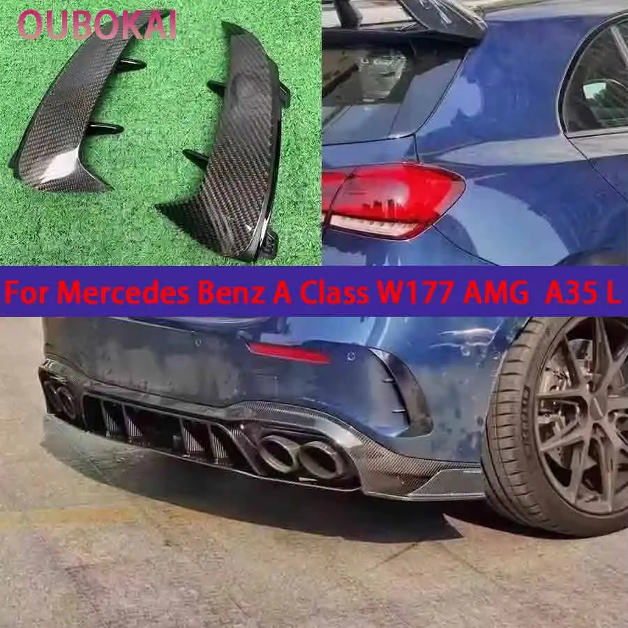 Carbon fiber later Car Parts Rear Bumper Spoiler For Mercedes Benz A Class W177 AMG  A35 L 2018+ hatchback Air Wind Knife Cover
