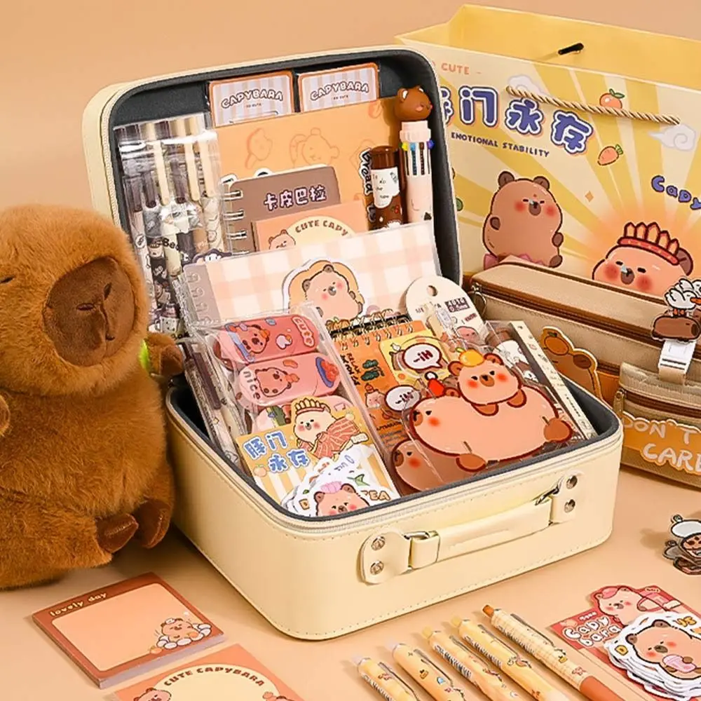 

Fashion Capybara Stationery Set Trendy School Supplies Set Cute Scholar kit Abundant Stationery Kit Back-to-school Gift Kit