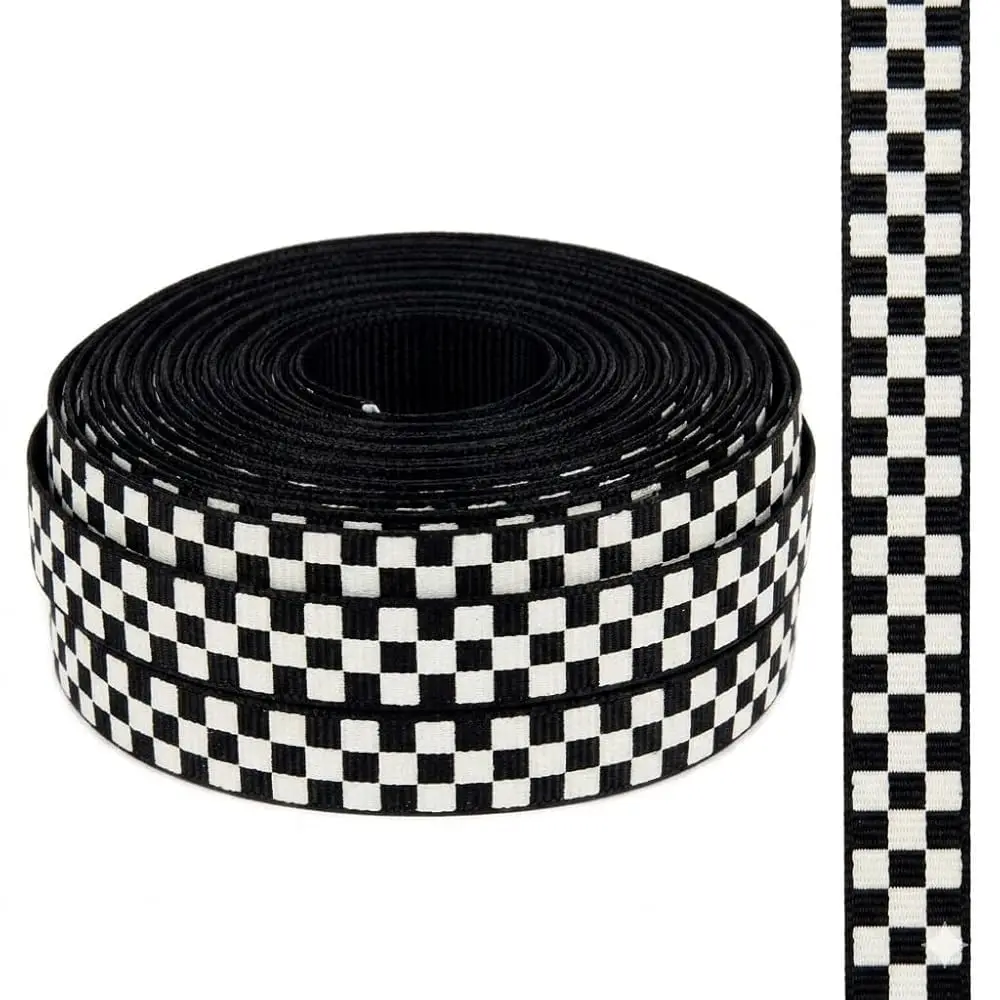 

Black and White Checkered Ribbon 3/8 Inch x 25 Yards, Narrow Grosgrain Ribbon for Small Hair Bows, Trim & Craft Detail, Singl
