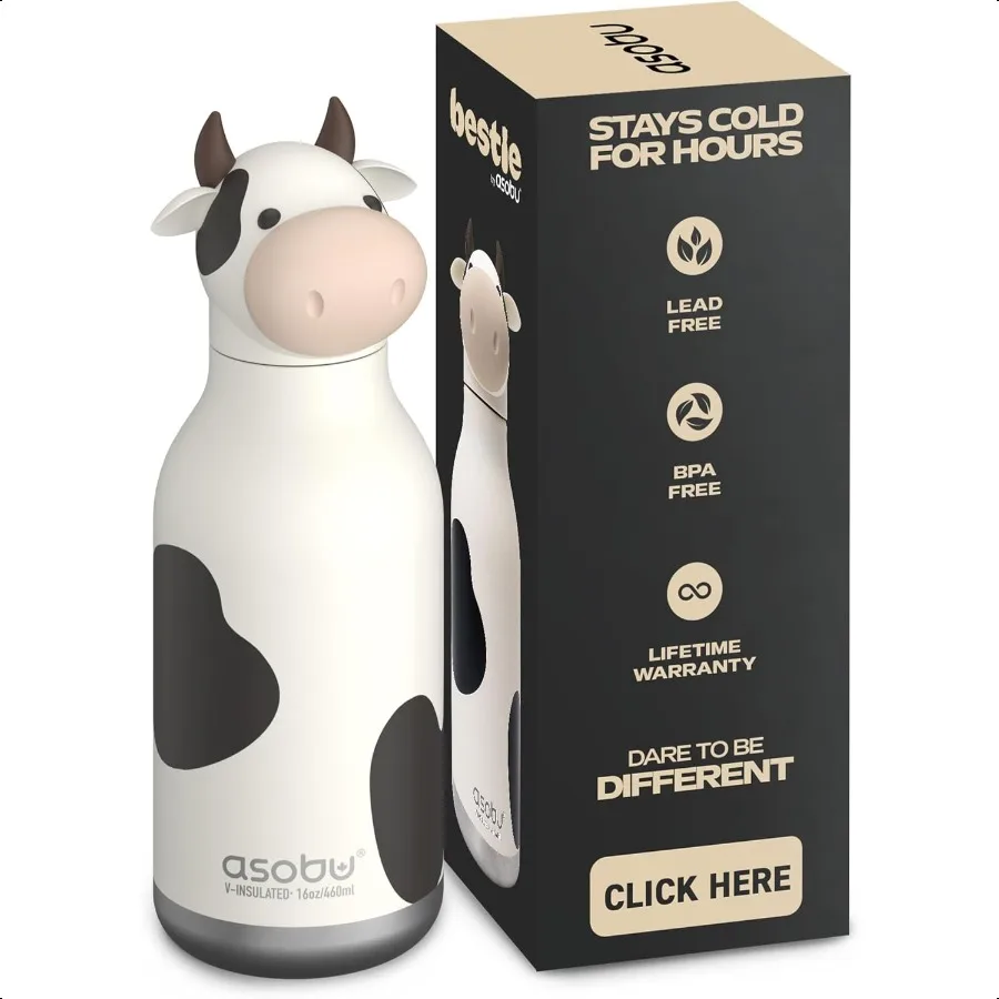 

Bestie Bottle Insulated Stainl Steel Water Bottle with Detachable Soft Animal Head Fun Drinking For and Teens with Flexible Reu