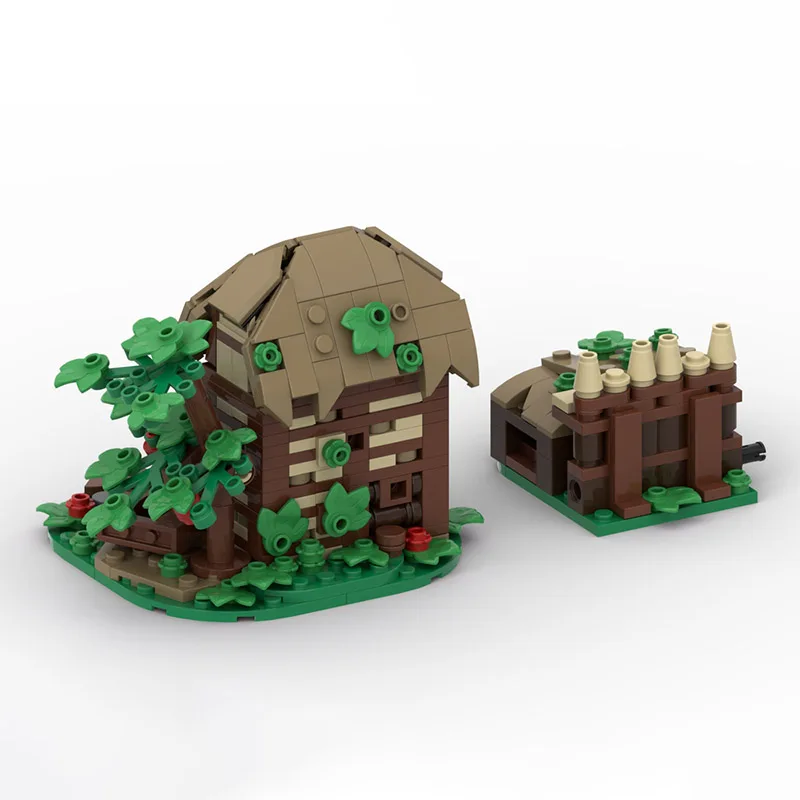 

Строительные блоки MOC, игрушечный деревообрабатывающий проект - миниатюрный замок, нижняя модель, декоративный предмет, креативный набор игрушек для сборки, идеально подходит как