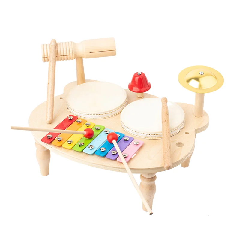 

BEDW-1Set Drum Set For Kids Musical Kids Musical Instruments Sensory Wood Color