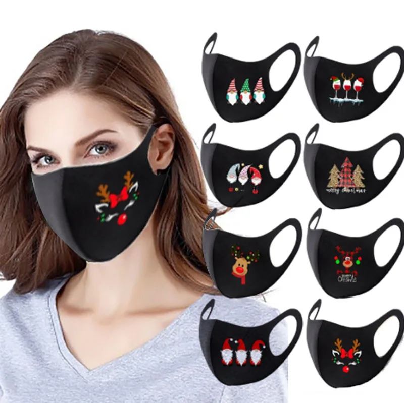 Christmas Mask, Halloween Printing, Autumn and Winter Ice Silk Cotton, Adult Reusable, Washable Dustproof Masks Wholesale