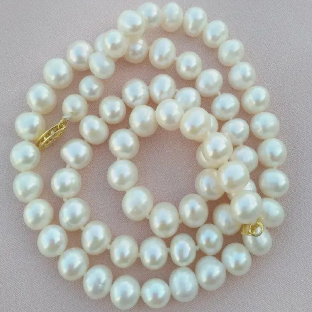 Hot selling pearl AAAA 7-8mm Japanese round white pearl necklace with 14k gold buckle 16/36 inch