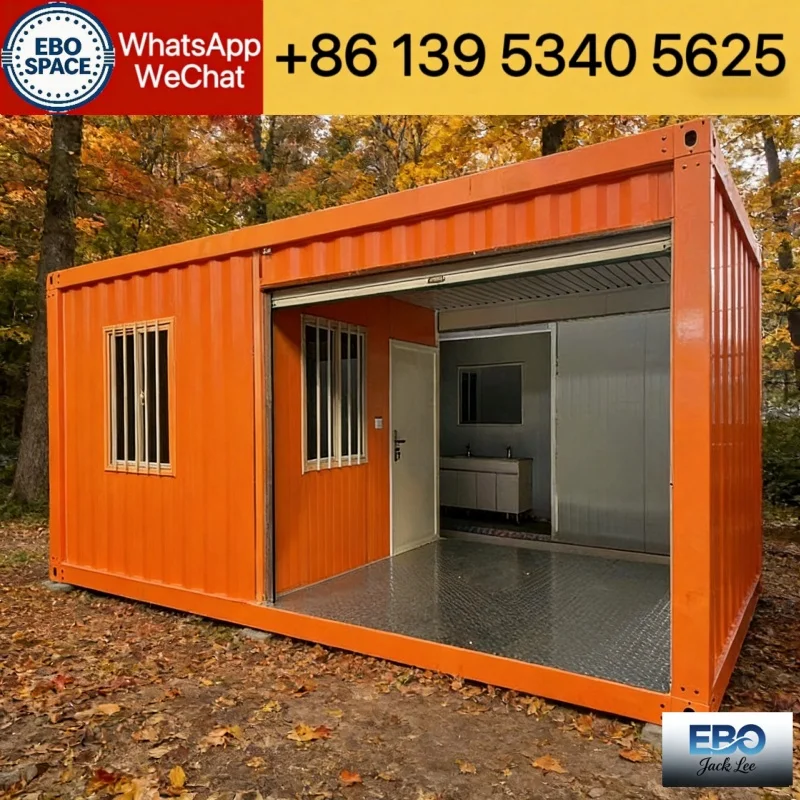 Compact 20ft modular foldable container cabin prefab outdoor villa waterproof structure quick setup includes kitchen bathroom i