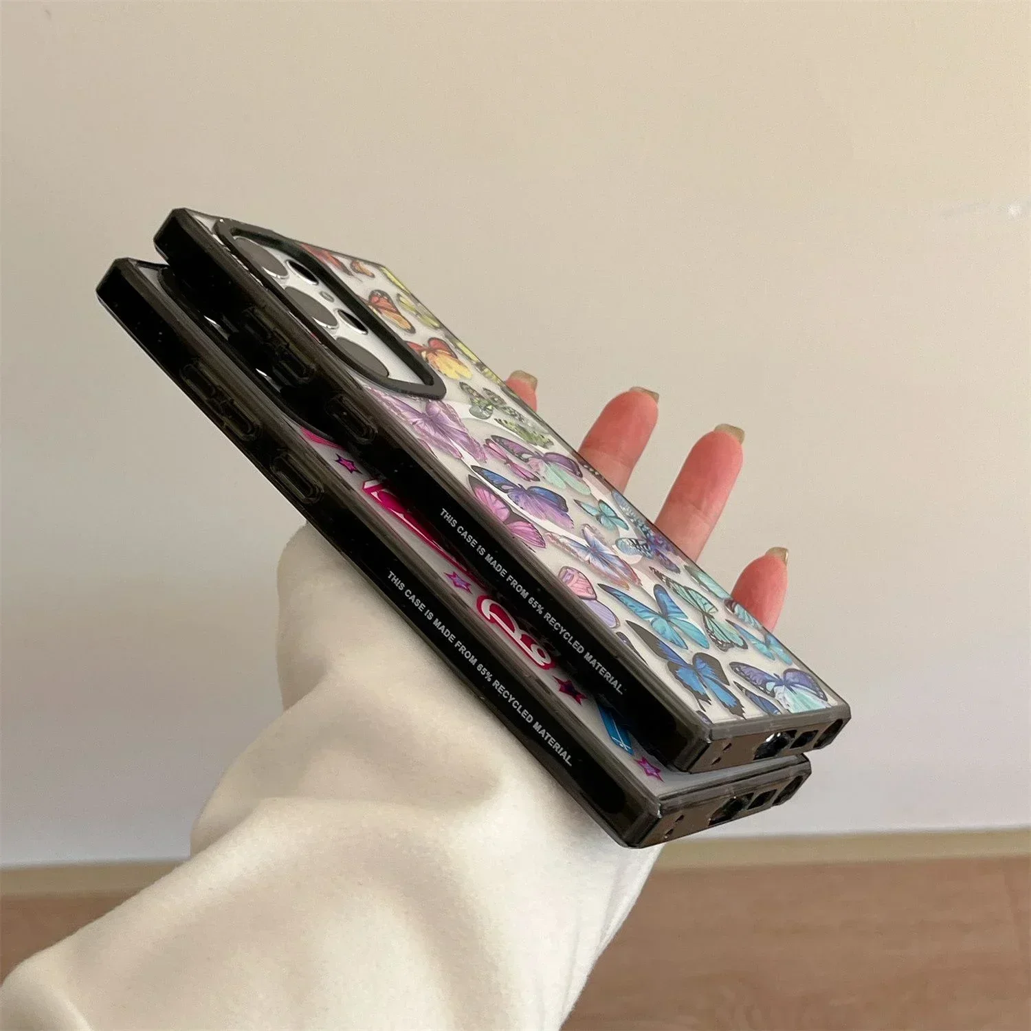 Красочный магнитный акриловый чехол с черной рамкой в виде бабочки для Samsung Galaxy S25 + Plus S24 S23 Ultra S25U, защитный чехол