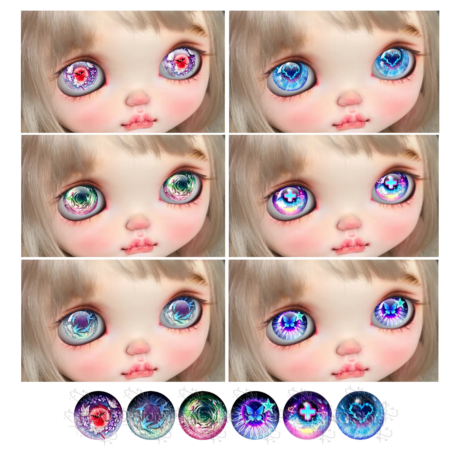 Starry Anime Blythe Doll Eye Chips Glass Cabochon Colorful Shining Pupil Eyes for Blythe Doll DIY Jewelry Accessories MS012