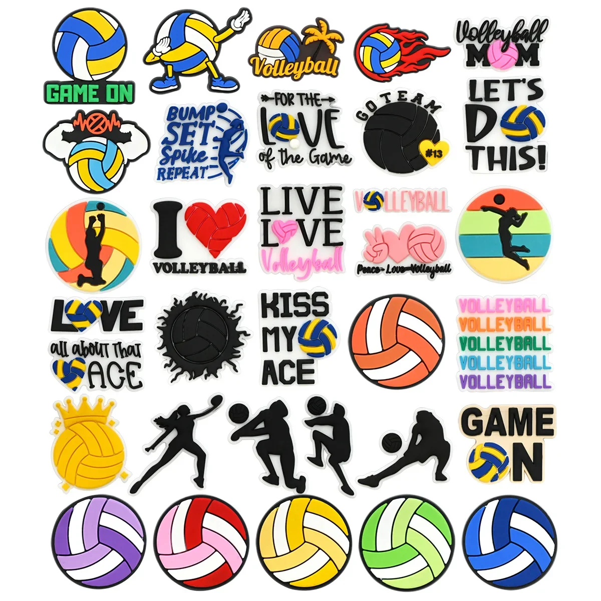vollyball series PVC shoe buckle charms accessories decorations ghost for clogs sandals wristbands DIY kids unisex gift