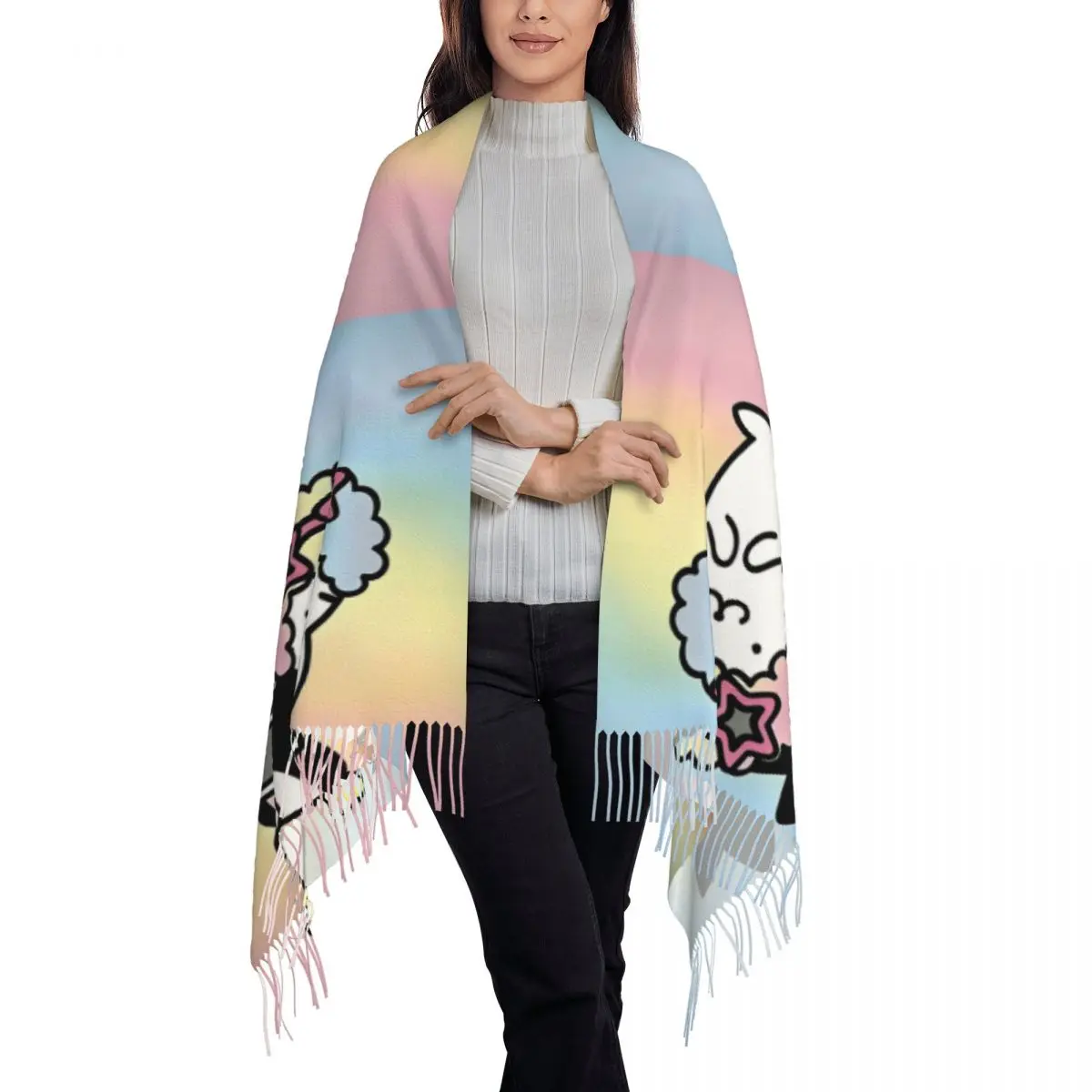 أزياء مخصصة أنيمي Badtz Maru شرابة وشاح المرأة شتاء دافئ شال التفاف السيدات Kawaii الكرتون البطريق الأوشحة