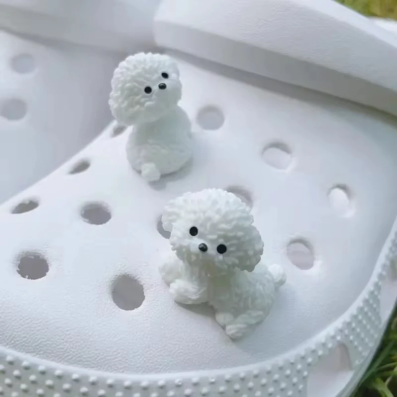 1-4Pcs Cute 3D Poodle Shoes Charms Used For Diy Decorating Clogs And Sandals Durable Abs Resin Great For Festive Gifts