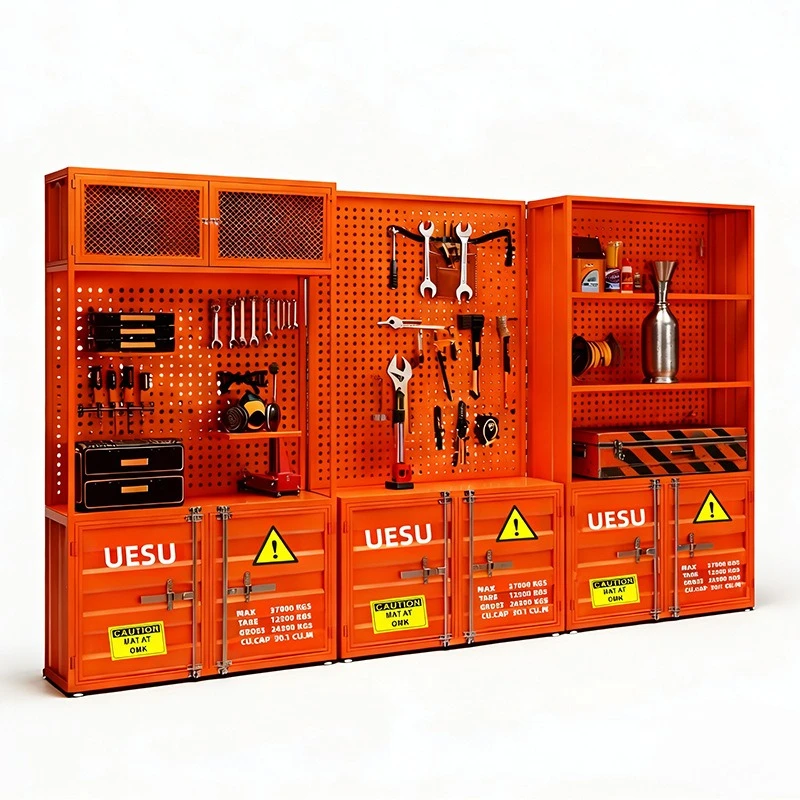Retro industrial wind container display cabinet figure cabinet storage wine cabinet