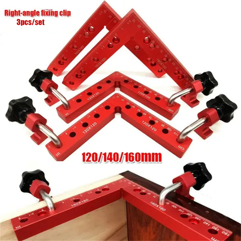 3pcs 90 Degrees L-Shaped Auxiliary Fixture Splicing Board Positioning Panel Fixed Clip Carpenter\'s Square Ruler Woodworking Tool